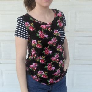 Floral / striped tee